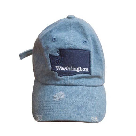 Accessories - Washington State Denim Distressed Adjustable Hat